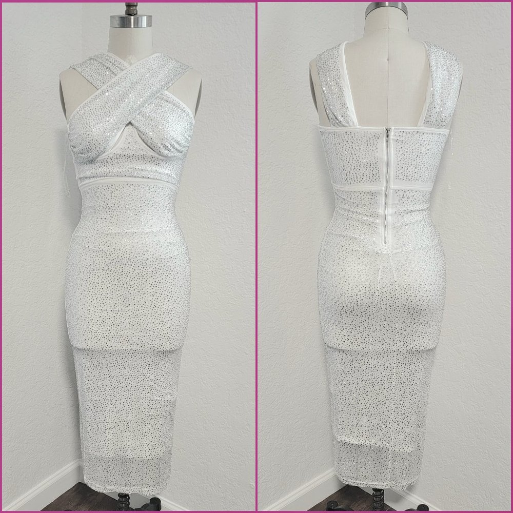 NWT Akira Wrap Top Rhinestone Dress